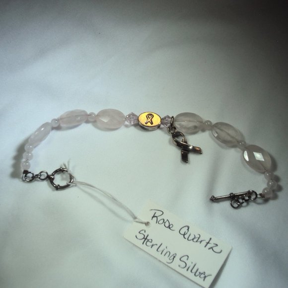 Rose Quartz Austrian Crystal & Sterling Silver - Picture 1 of 16